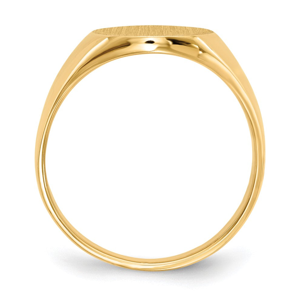 14k 12.0x14.5mm Oval Closed Back Mens Signet Ring