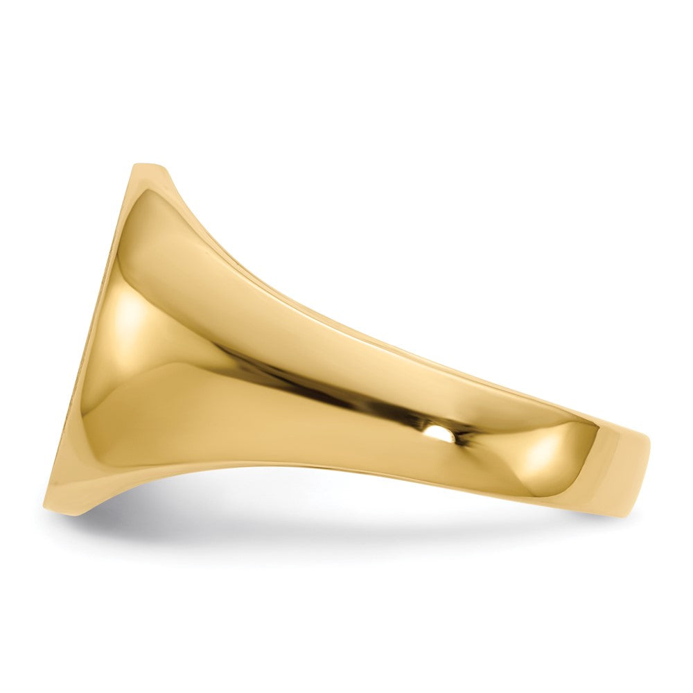 14k 12.0x14.5mm Oval Closed Back Mens Signet Ring
