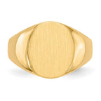 14k 12.0x14.5mm Oval Closed Back Mens Signet Ring