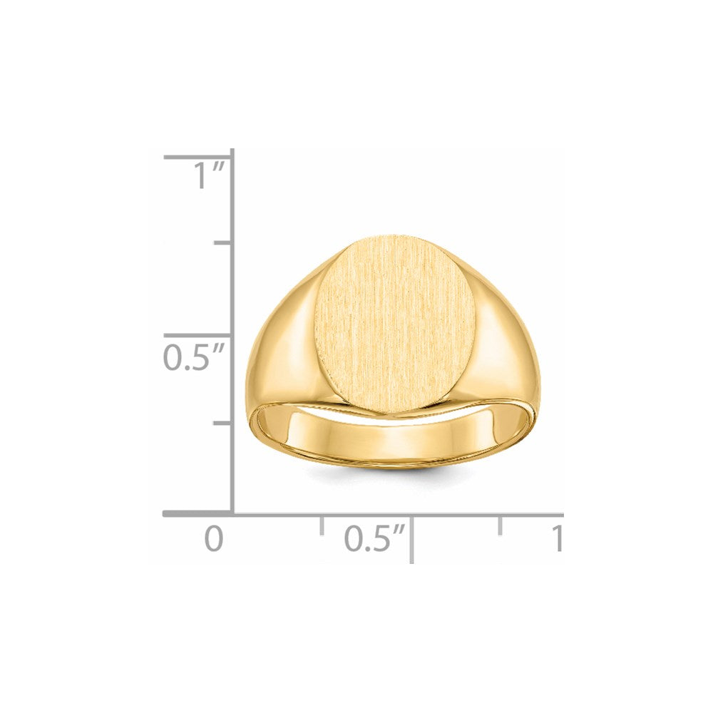 14k 12.0x14.5mm Oval Closed Back Mens Signet Ring