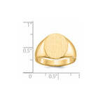 14k 12.0x14.5mm Oval Closed Back Mens Signet Ring
