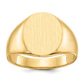 14k 12.0x14.5mm Oval Closed Back Mens Signet Ring