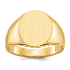 14k 12.0x14.5mm Oval Closed Back Mens Signet Ring