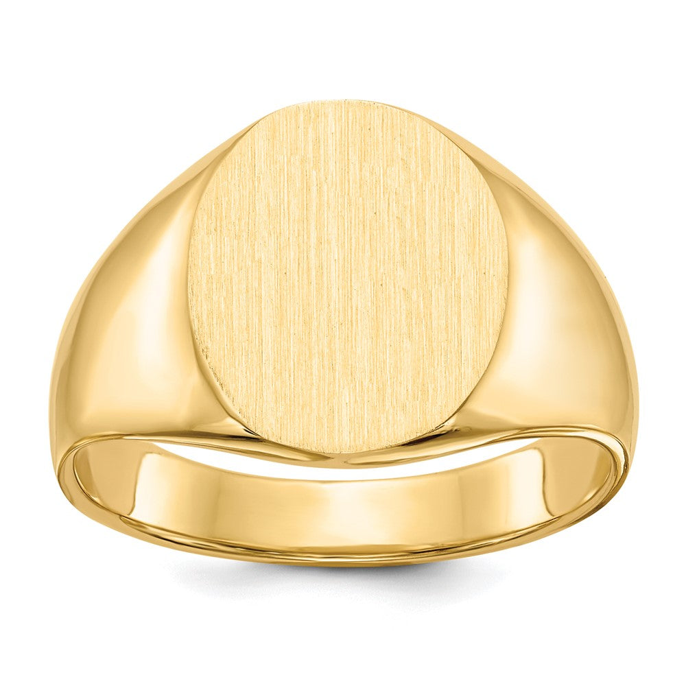 14k 12.0x14.5mm Oval Closed Back Mens Signet Ring