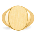 14k 13.0x16.0mm Oval Closed Back Signet Ring