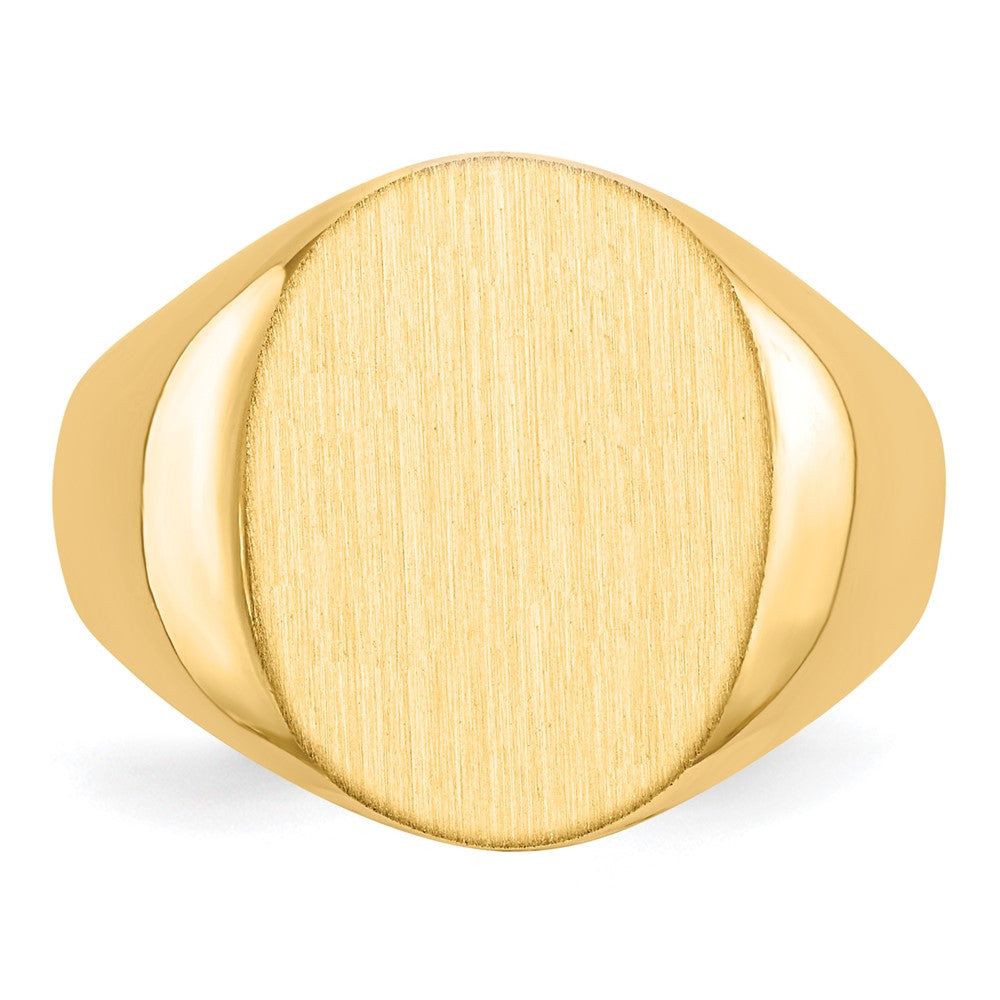 14k 13.0x16.0mm Oval Closed Back Signet Ring