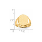 14k 13.0x16.0mm Oval Closed Back Signet Ring