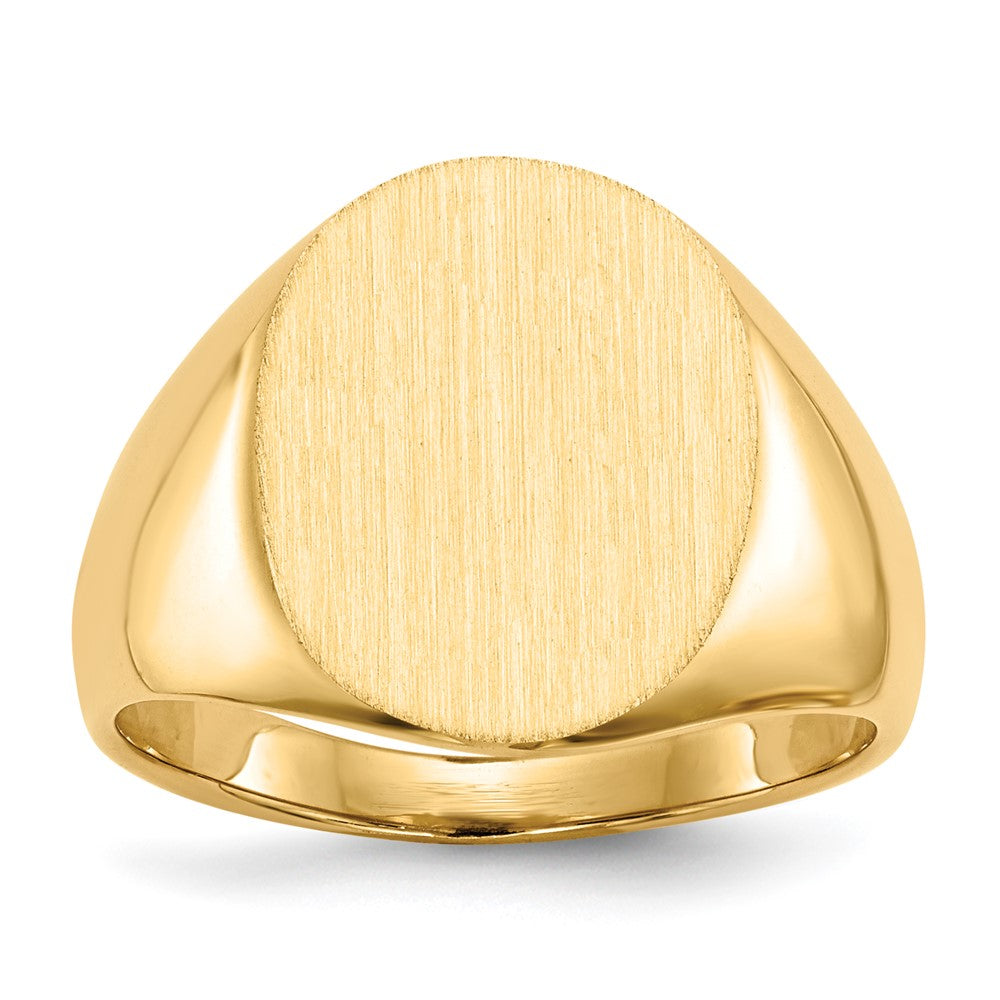 14k 13.0x16.0mm Oval Closed Back Signet Ring