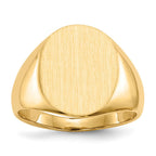 14k 13.0x16.0mm Oval Closed Back Signet Ring