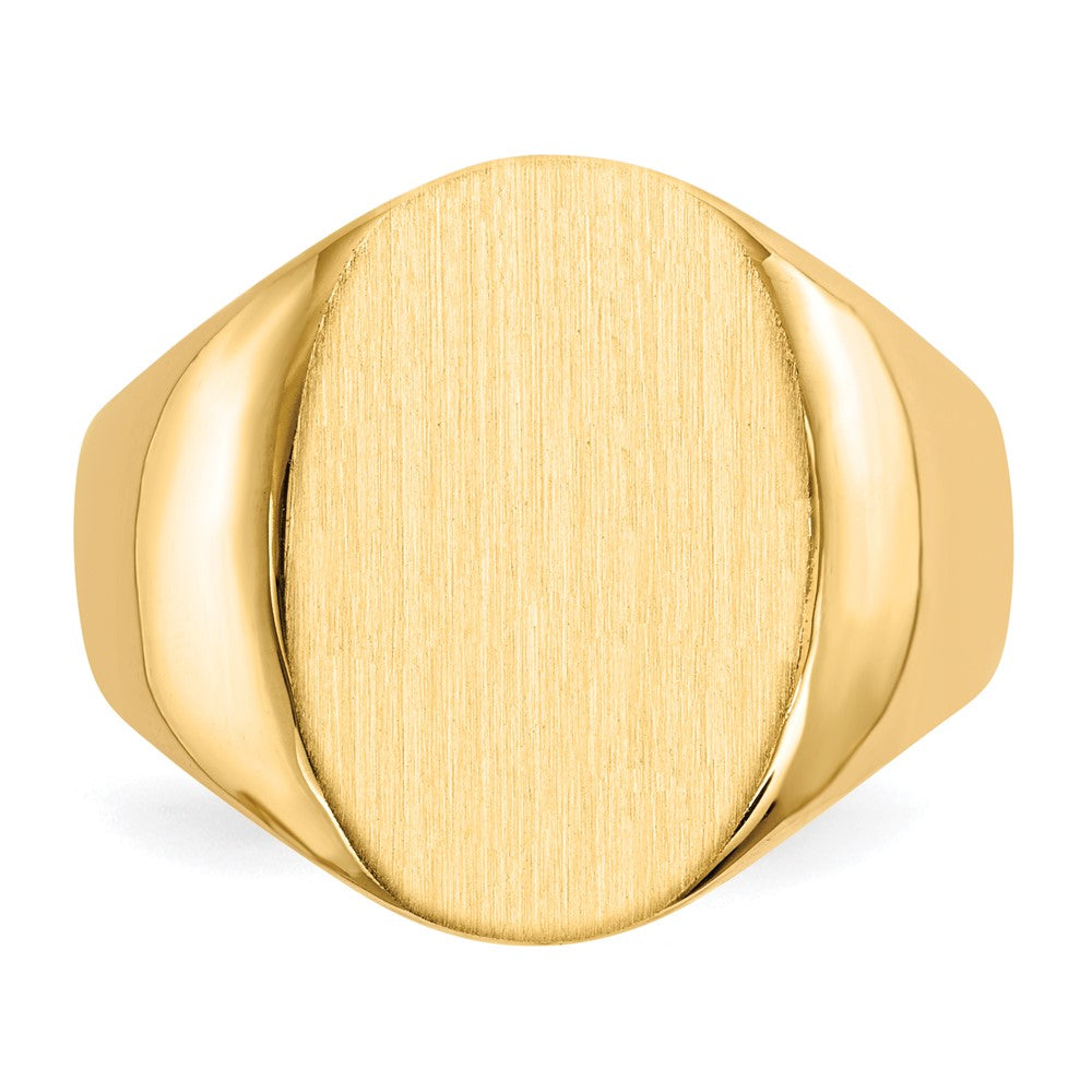 14k 14.0x18.0mm Oval Closed Back Mens Signet Ring