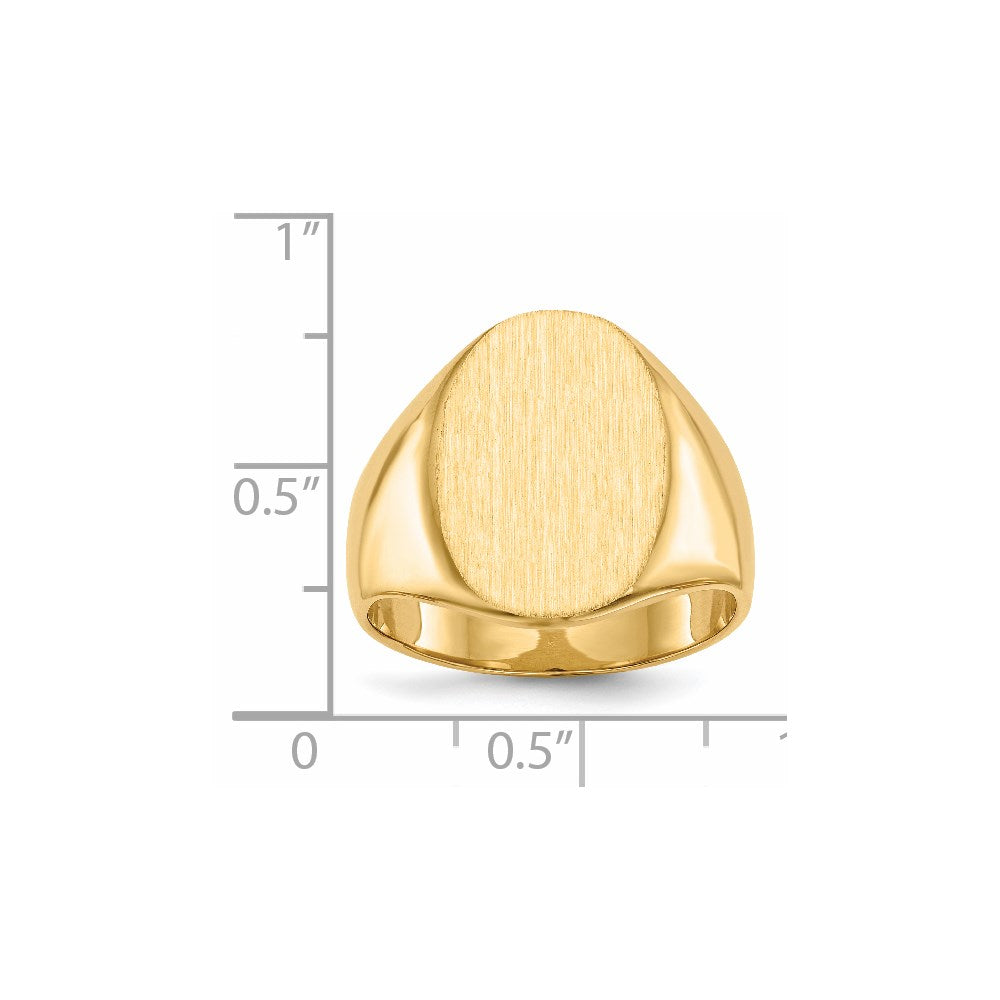 14k 14.0x18.0mm Oval Closed Back Mens Signet Ring