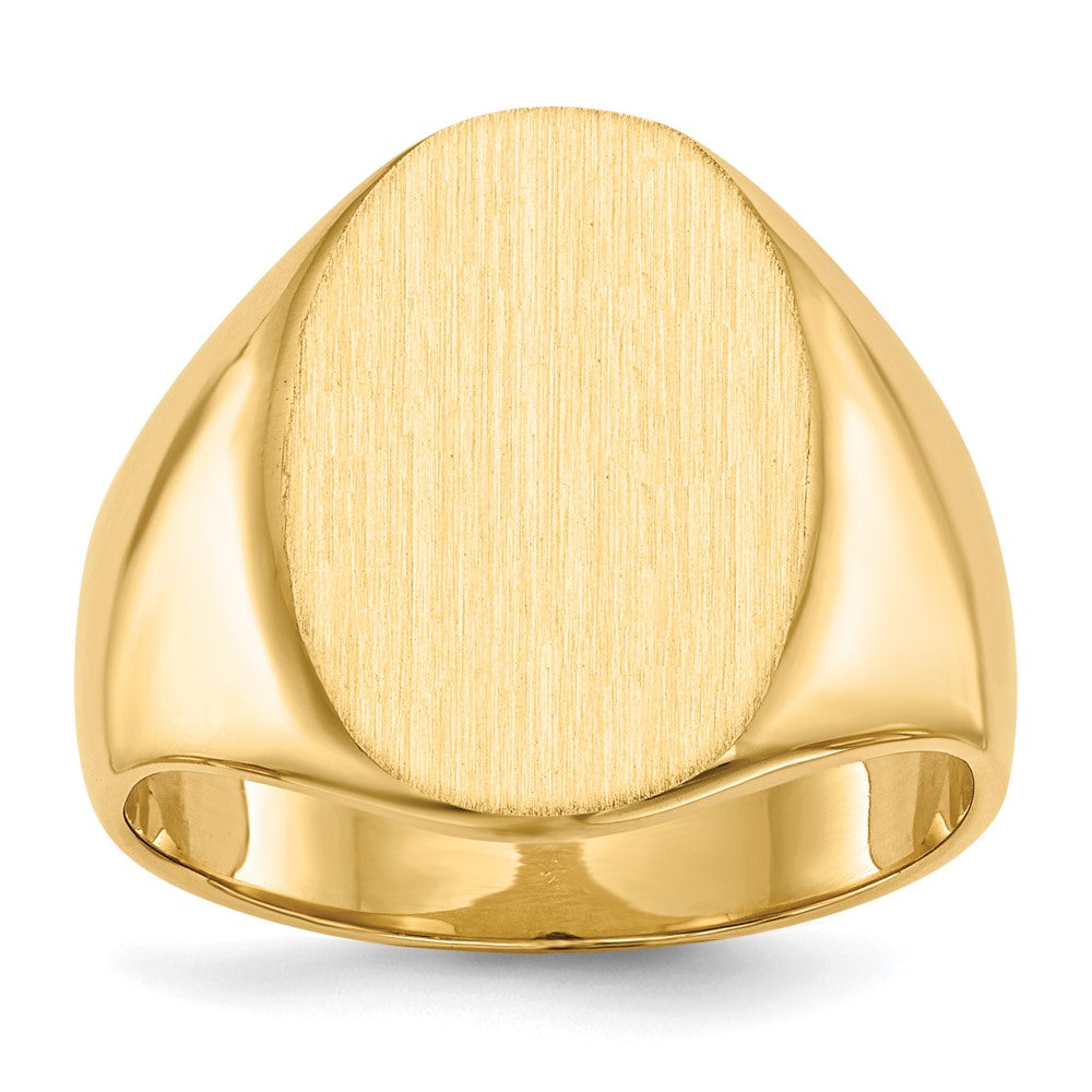 14k 14.0x18.0mm Oval Closed Back Mens Signet Ring