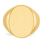 14k 15.5x19.0mm Oval Closed Back Mens Signet Ring
