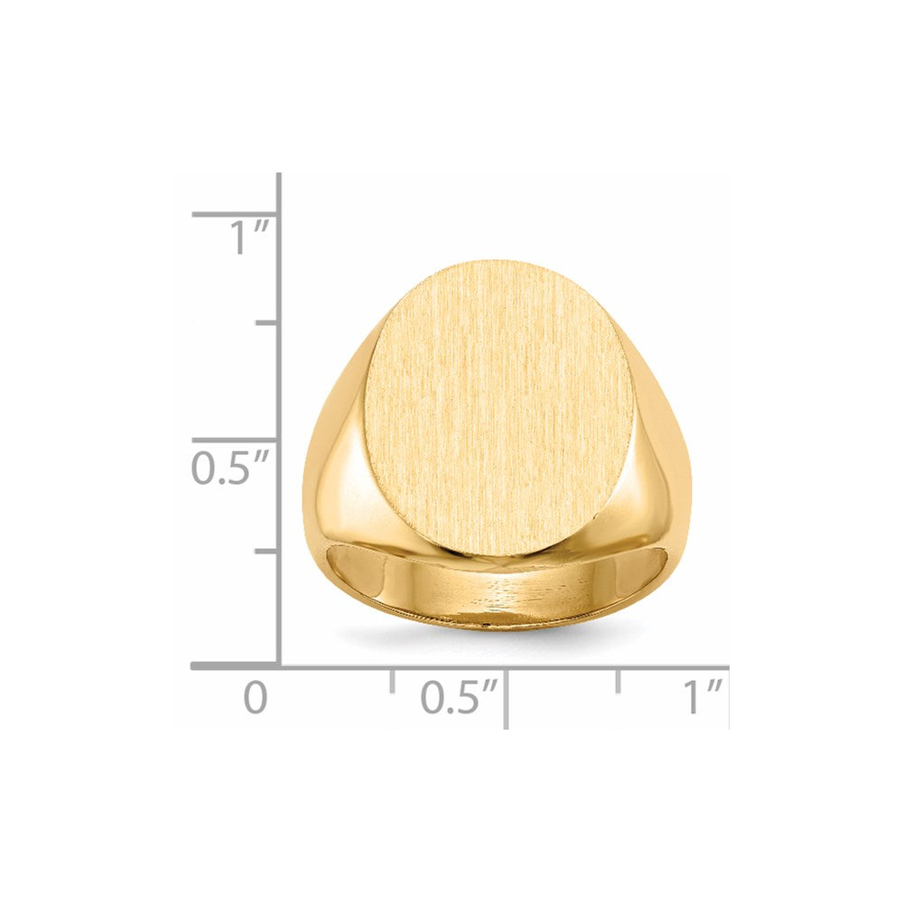 14k 15.5x19.0mm Oval Closed Back Mens Signet Ring