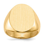 14k 15.5x19.0mm Oval Closed Back Mens Signet Ring