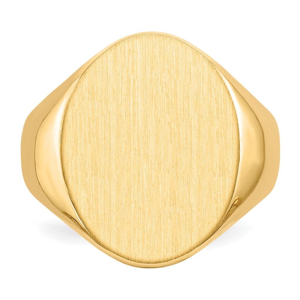 14k 16.0x20.5mm Oval Closed Back Mens Signet Ring