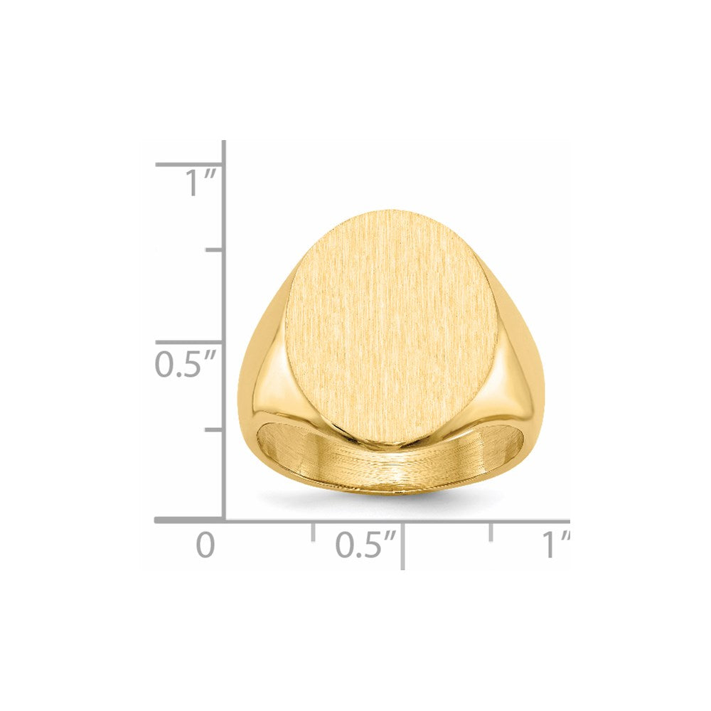 14k 16.0x20.5mm Oval Closed Back Mens Signet Ring
