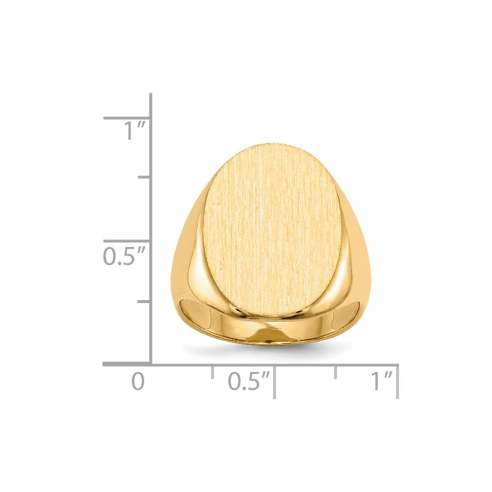 14k 16.0 x21.5mm Oval Closed Back Mens Signet Ring