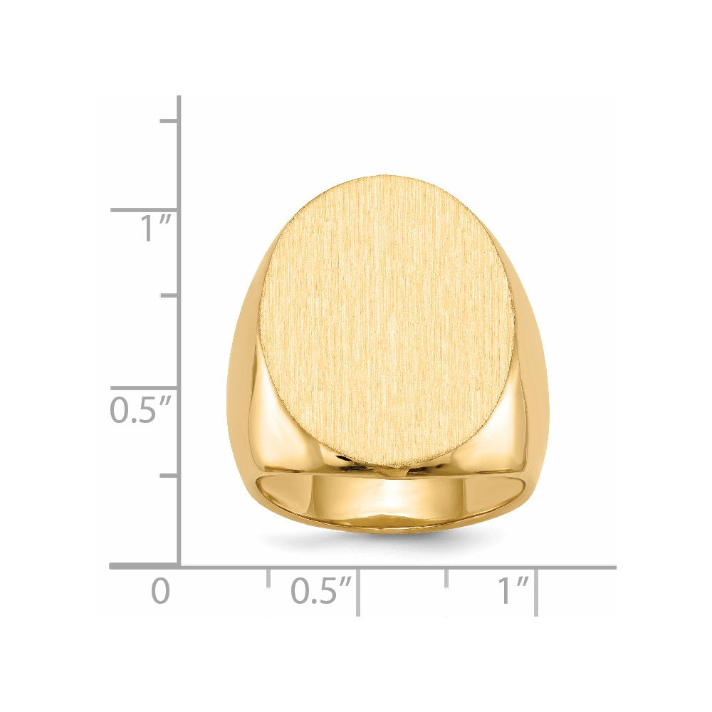 14k 19.0x26.5mm Oval Closed Back Mens Signet Ring