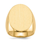 14k 19.0x26.5mm Oval Closed Back Mens Signet Ring