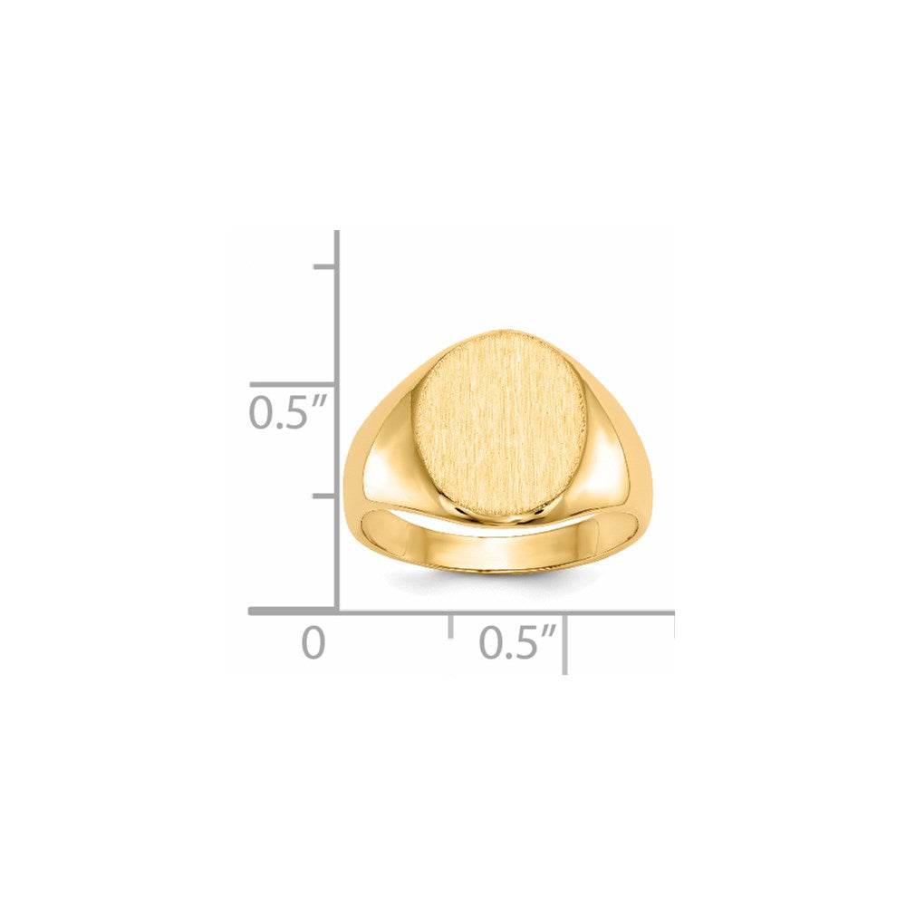 14k 11.0x12.5mm Oval Open Back Signet Ring