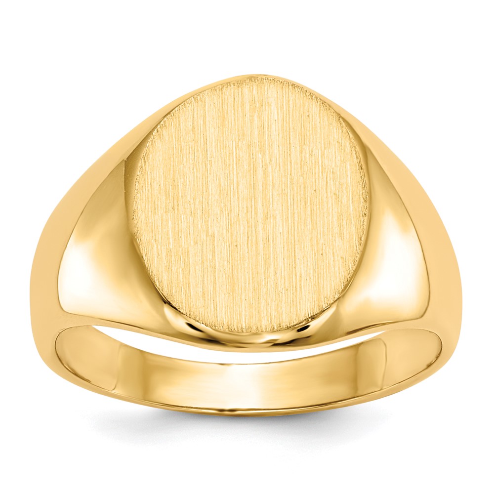 14k 11.0x12.5mm Oval Open Back Signet Ring