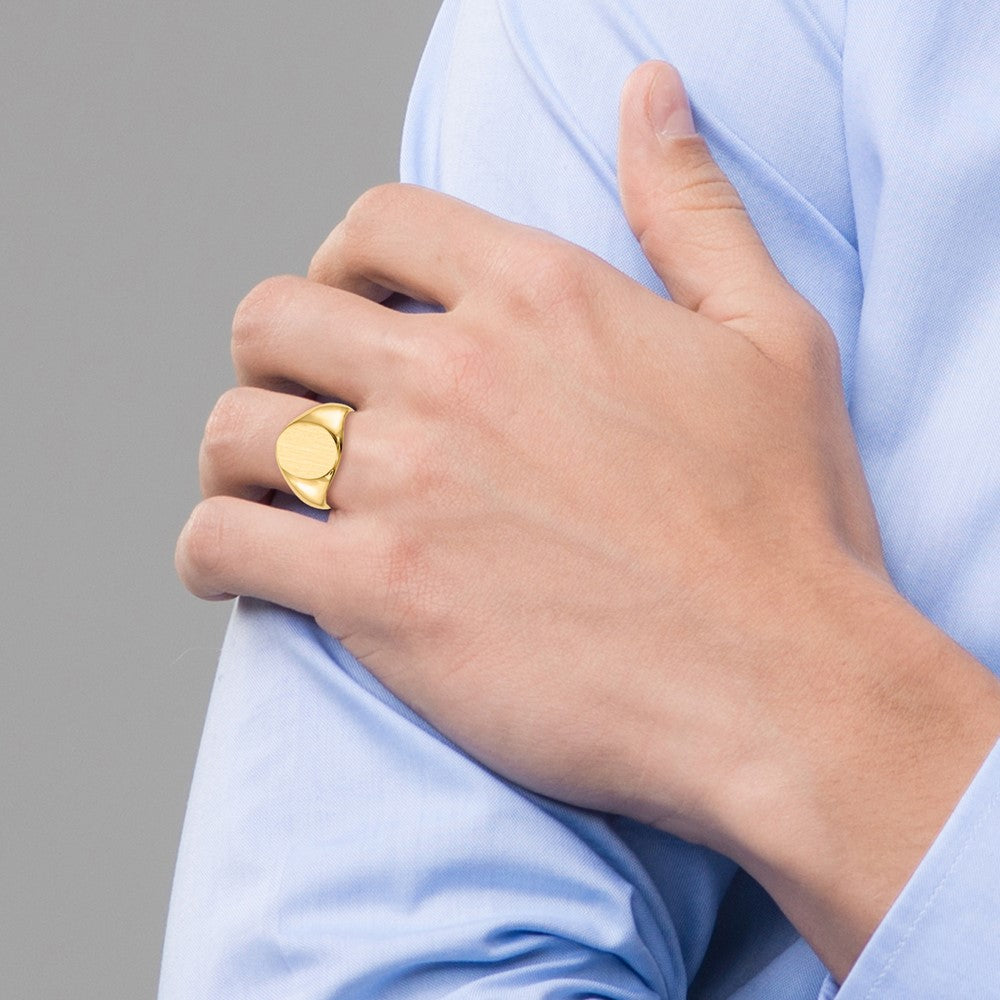 14k 11.5x13.5mm Oval Open Back Signet Ring