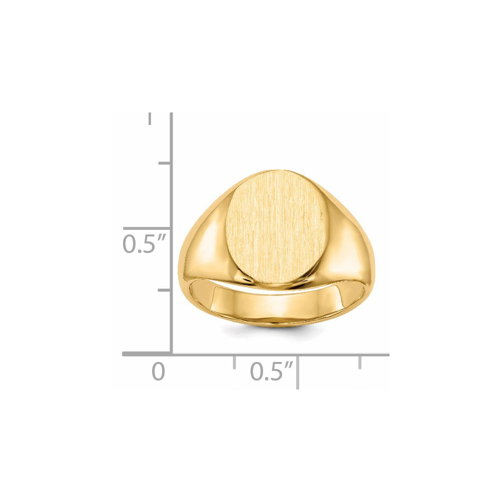 14k 11.5x13.5mm Oval Open Back Signet Ring
