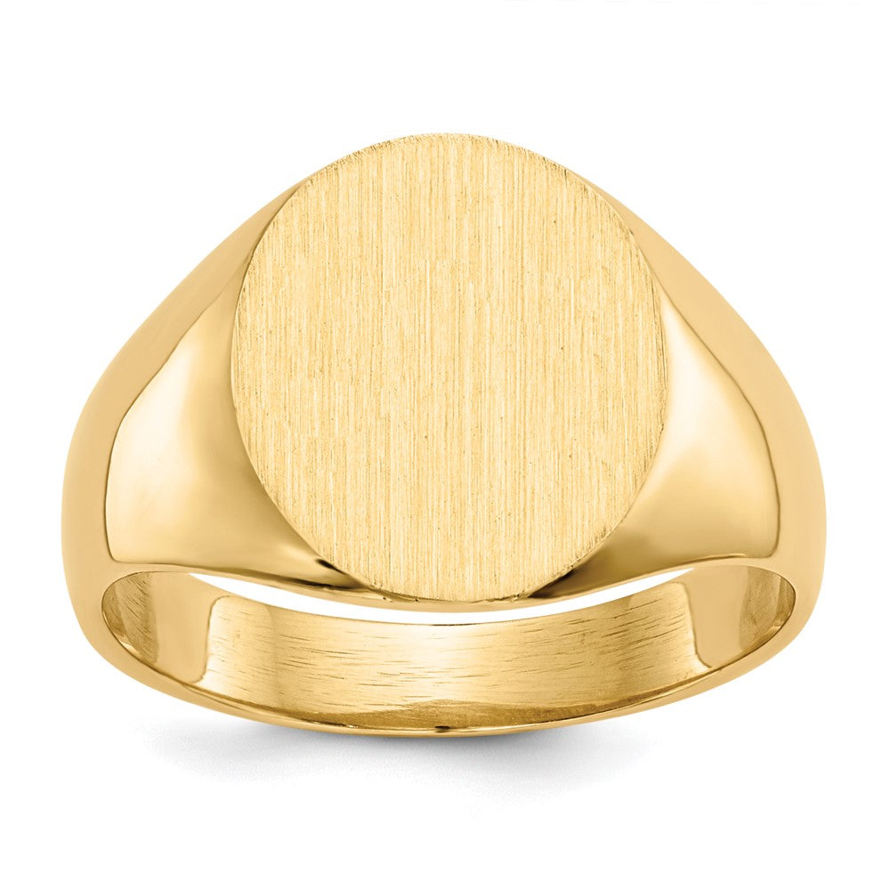 14k 11.5x13.0mm Oval Open Back Mens Signet Ring