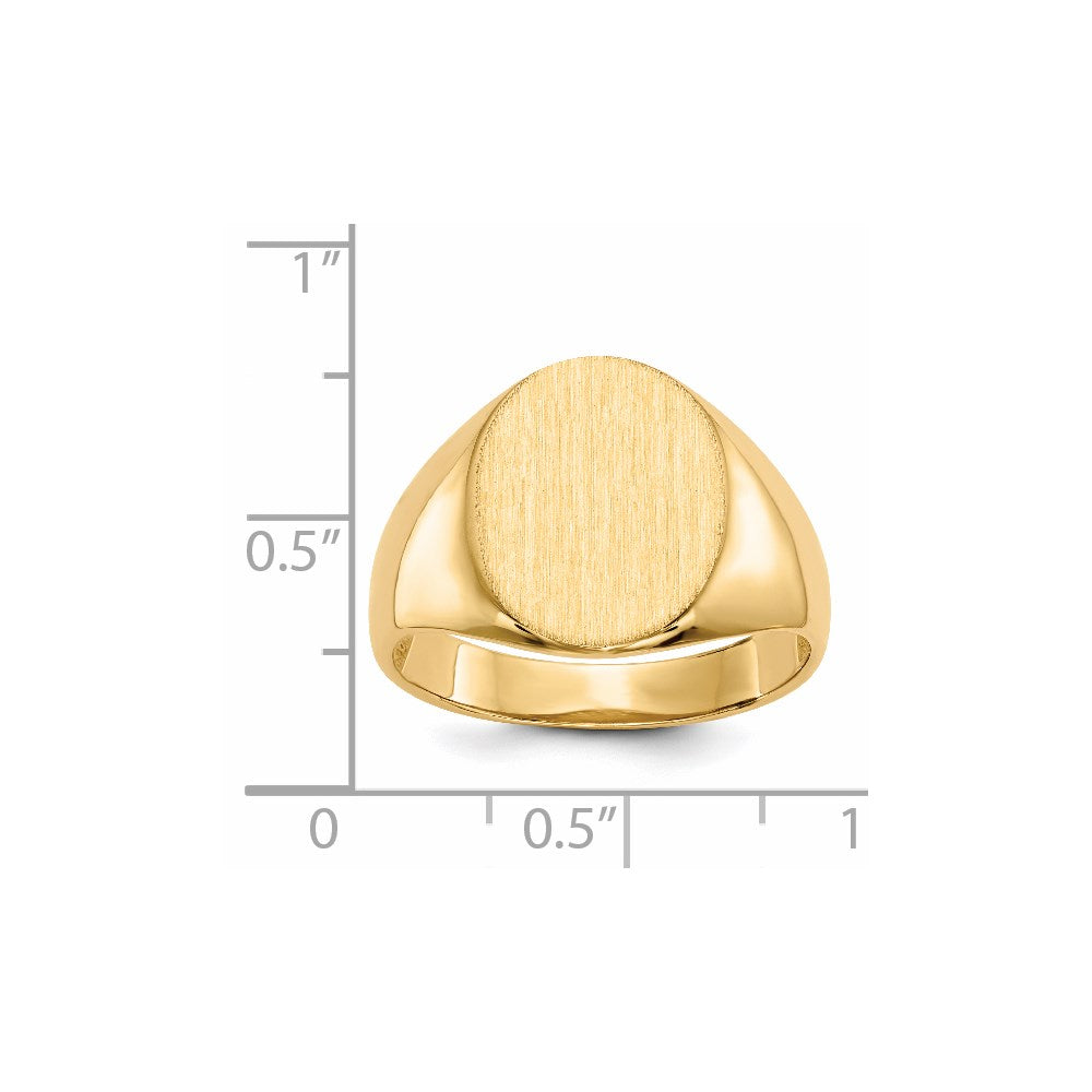 14k 12.5x16.0mm Oval Open Back Mens Signet Ring