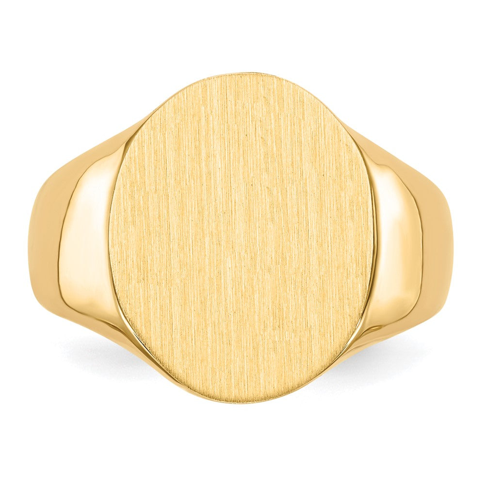 14k 14.0x18.0mm Oval Open Back Mens Signet Ring