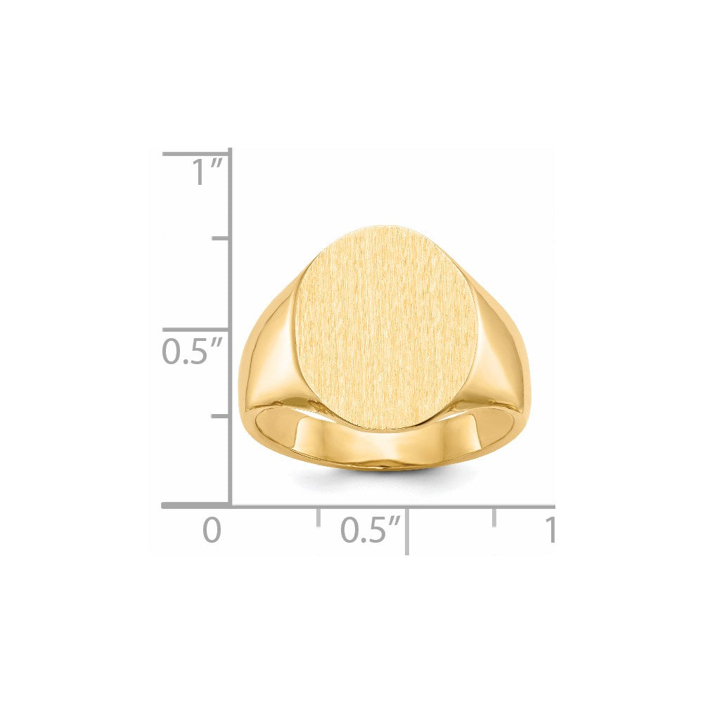 14k 14.0x18.0mm Oval Open Back Mens Signet Ring