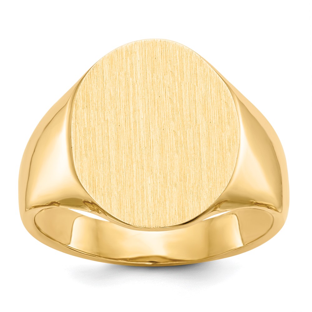 14k 14.0x18.0mm Oval Open Back Mens Signet Ring