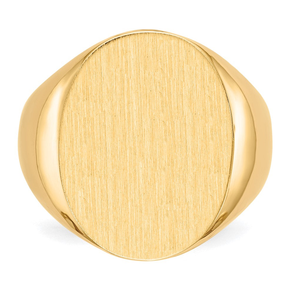 14k 16.0x20.5mm Oval Open Back Mens Signet Ring