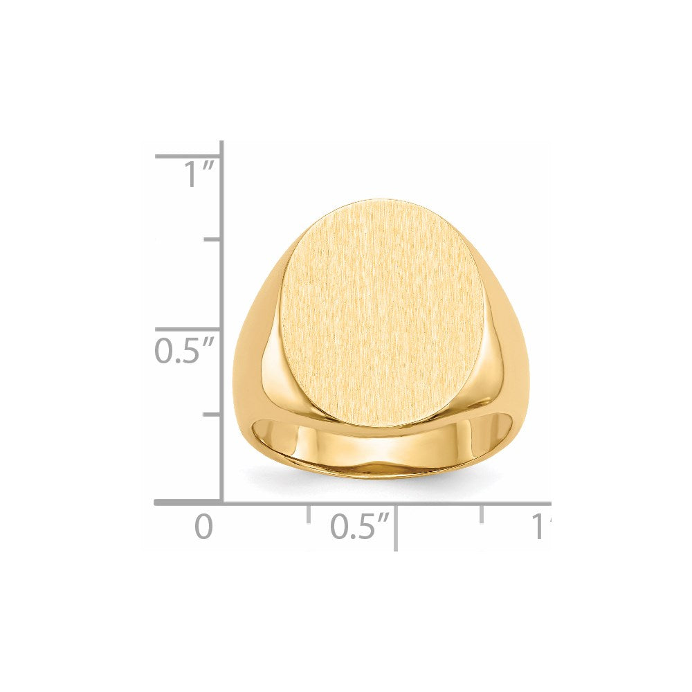 14k 16.0x20.5mm Oval Open Back Mens Signet Ring