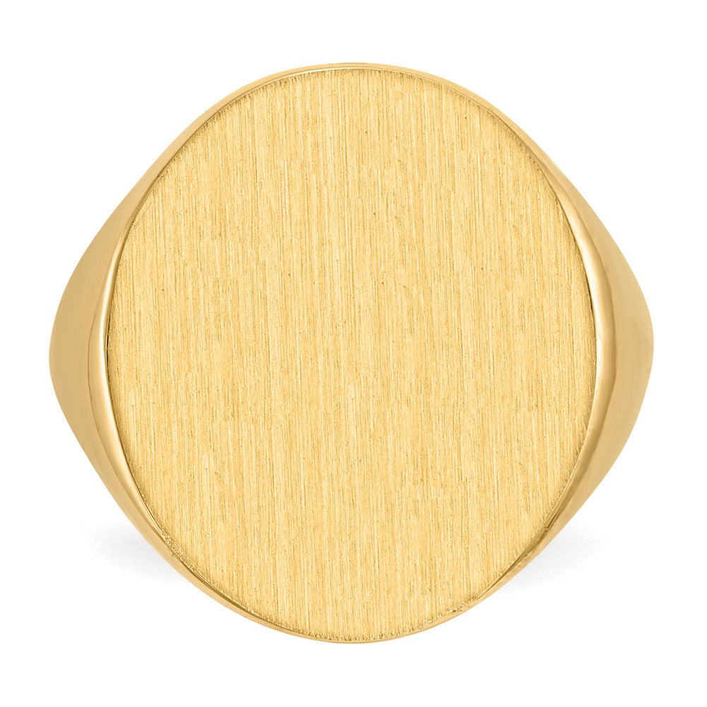14k 18.0x22.0mm Oval Open Back Mens Signet Ring