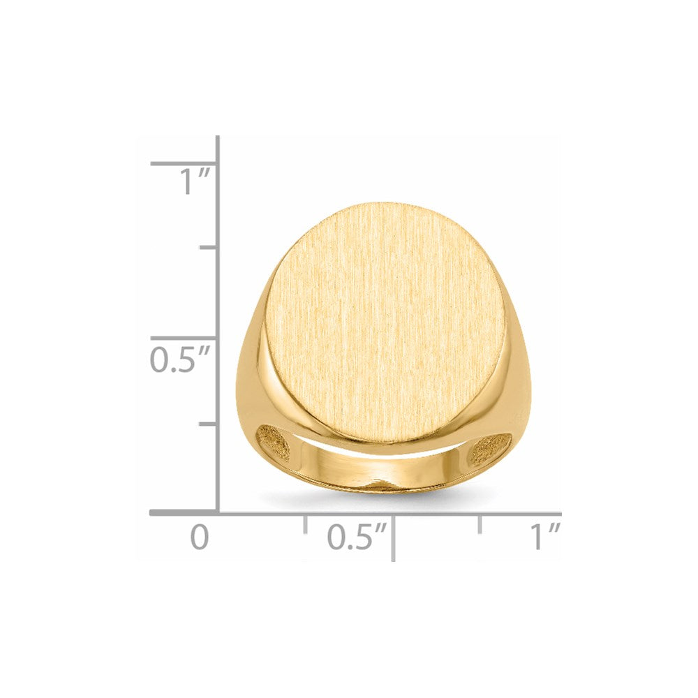 14k 18.0x22.0mm Oval Open Back Mens Signet Ring