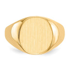 14k 13.5x15.0mm Oval Closed Back Mens Signet Ring