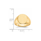 14k 13.5x15.0mm Oval Closed Back Mens Signet Ring