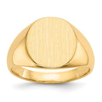 14k 13.5x15.0mm Oval Closed Back Mens Signet Ring
