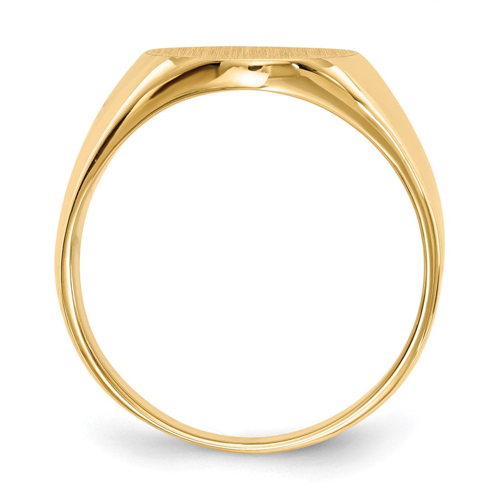 14k 13.0x14.0mm Oval Closed Back Mens Signet Ring