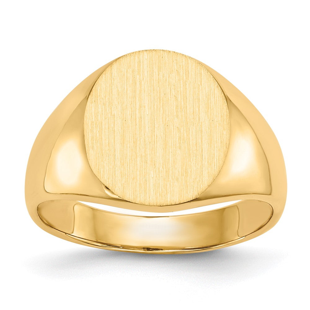 14k 13.0x14.0mm Oval Closed Back Mens Signet Ring