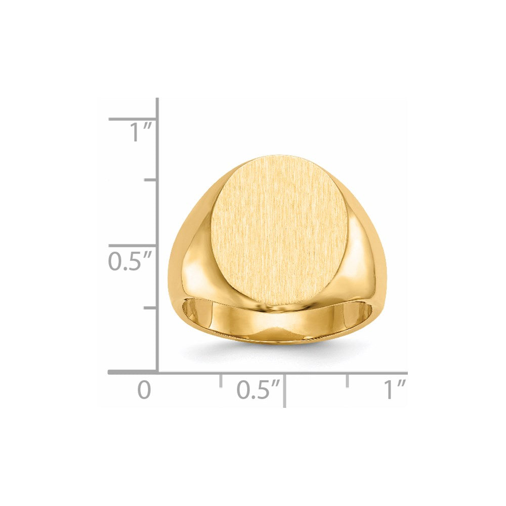14k 14.5x17.5mm Oval Closed Back Mens Signet Ring