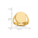 14k 14.5x17.5mm Oval Closed Back Mens Signet Ring