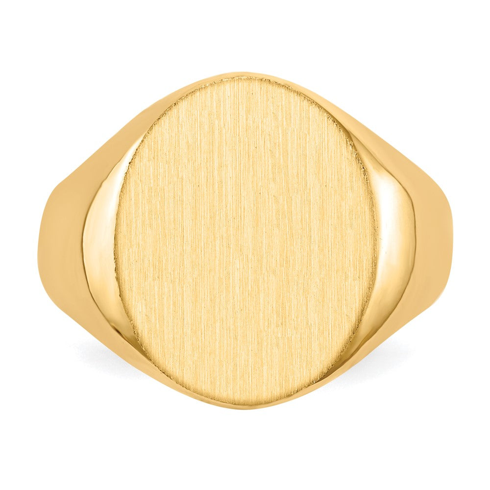 10k 17.5x14.0mm Oval Closed Back Mens Signet Ring