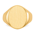 14k 14.0x17.5mm Oval Closed Back Mens Signet Ring