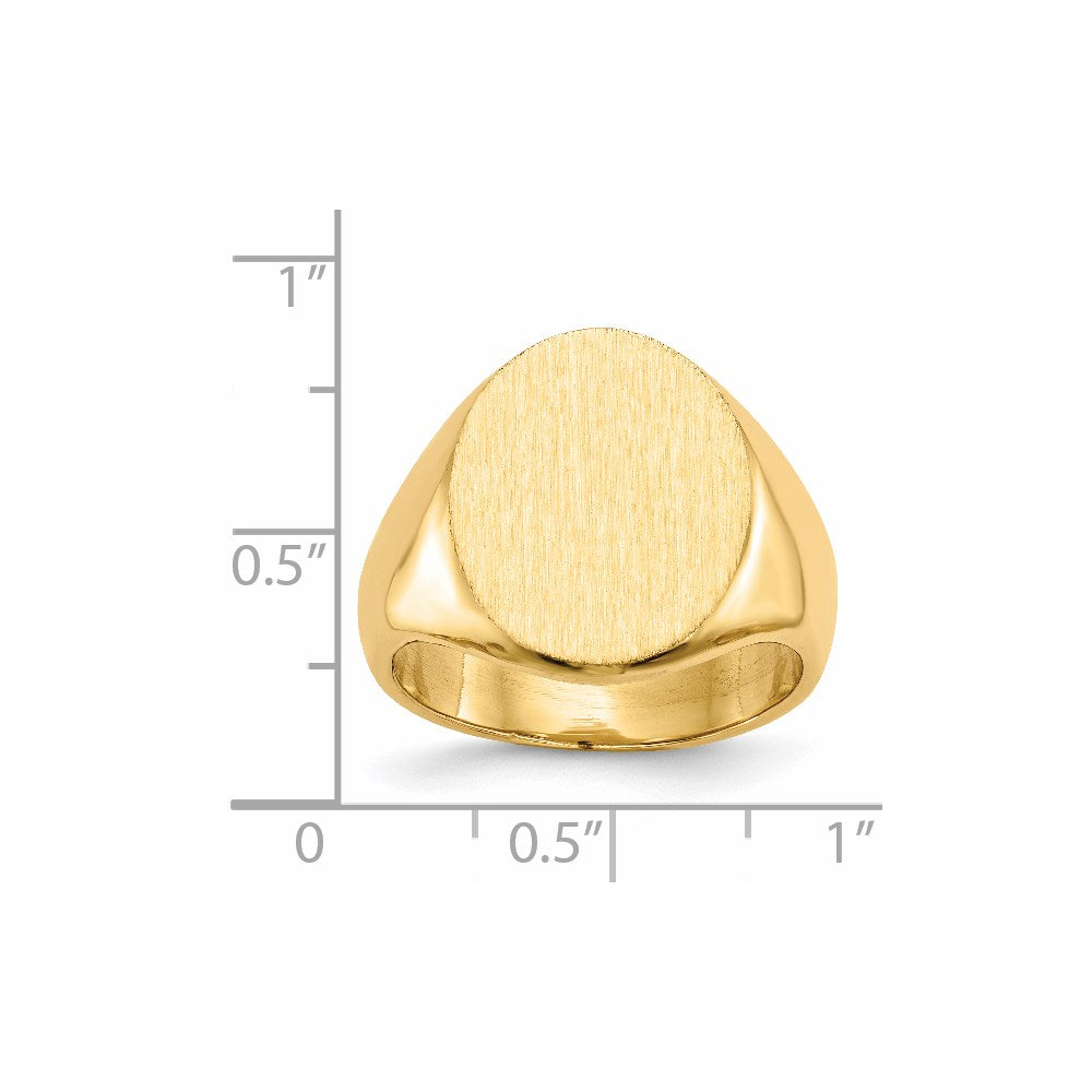 14k 14.0x17.5mm Oval Closed Back Mens Signet Ring