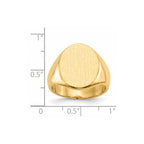 14k 14.0x17.5mm Oval Closed Back Mens Signet Ring