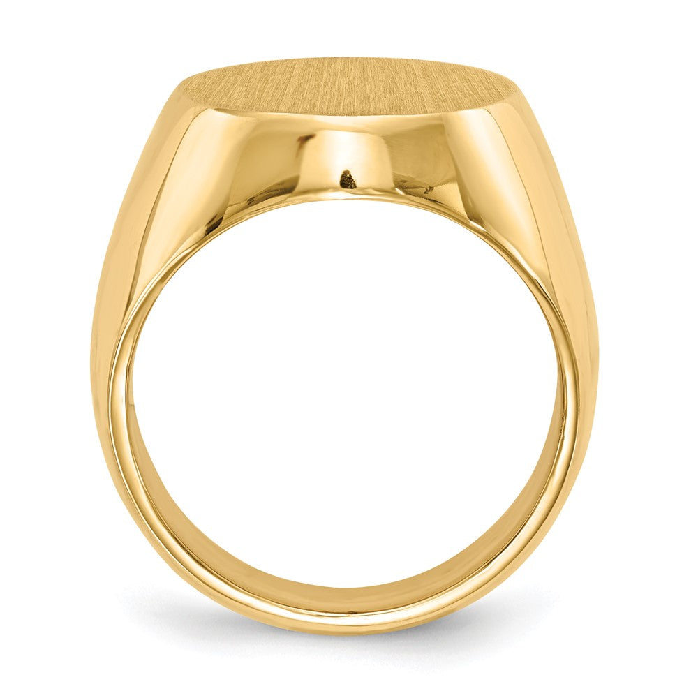 14k 16.0x18.5mm Oval Closed Back Mens Signet Ring