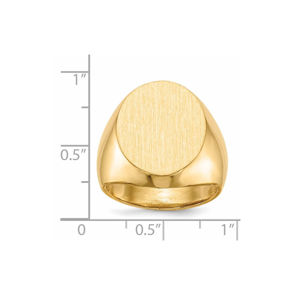14k 16.0x18.5mm Oval Closed Back Mens Signet Ring